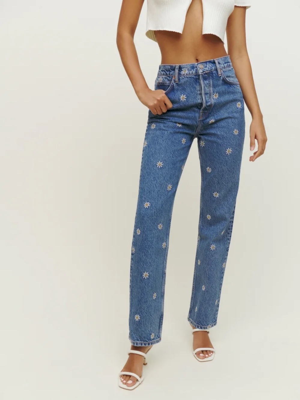 Reformation Cynthia Chamomile Straight Leg Jeans in Colorado Wash Size 26